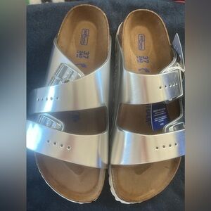 Size 37 Arizona silver Birkenstock